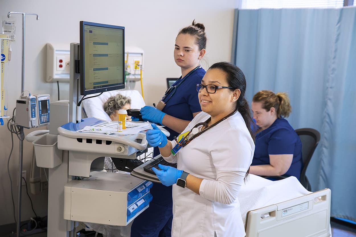 Nursing degree program students in simulation lab