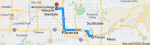 Distance from Glendale to Tempe Google Maps Directions