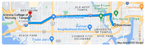 Directions from Downtown Tampa to Arizona College of Nursing