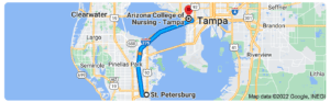 Directions from St. Petersburg to Arizona College of Nursing