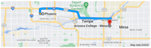 Driving Directions From Phoenix To Arizona College in Mesa