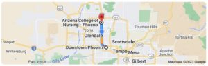 Directions from Downtown Phoenix to Arizona College of Nursing in Phoenix