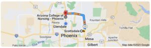 Directions from Scottsdale to Arizona College of Nursing in Phoenix