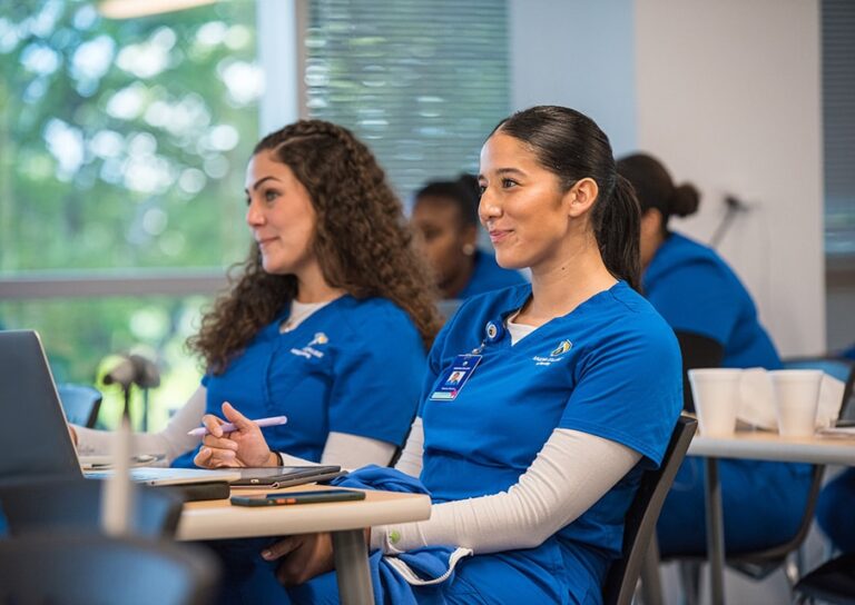 Nursing Program Students in class with laptop