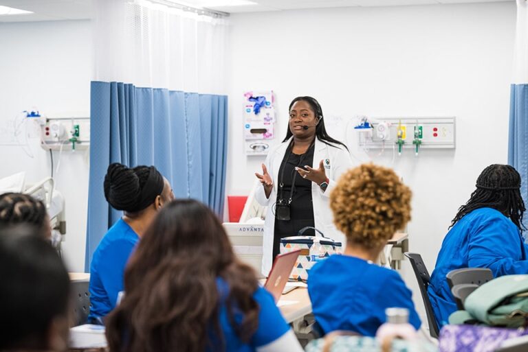 Nursing School Teacher in classroom