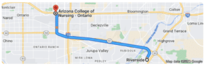 Directions From Riverside CA to Arizona College of Nursing in Ontario California