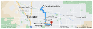 Directions from Catalina Foothills to Arizona College of Nursing in Tucson