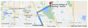 Driving Directions From Centennial Colorado To Arizona College of Nursing in Aurora