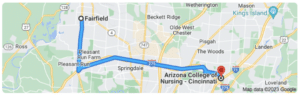 Driving Directions from Fairfield Ohio to Arizona College of Nursing in Cincinnati