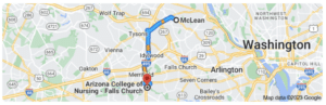Driving Directions from McLean VA to Arizona College of Nursing in Falls Church