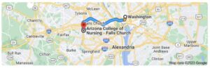 Driving Directions from Washington DC to Arizona College of Nursing in Falls Church