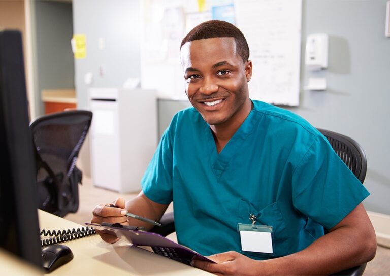 Male Nurse In Green Scrubs