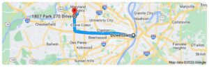 Driving Direction from Downtown ST Louis to Nursing School