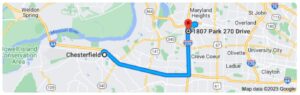 Driving directions from Chesterfield Missouri to Nursing School
