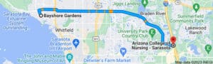 Directions from Bayshore Gardens Florida to Arizona College of Nursing in Sarasota