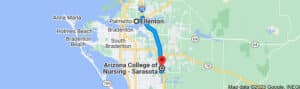 Directions from Ellenton Florida to Arizona College of Nursing in Sarasota