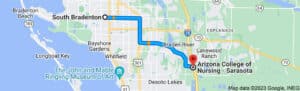 Directions from South Bradenton Florida to Arizona College of Nursing in Sarasota