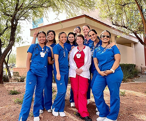 nursing program group photo on campus