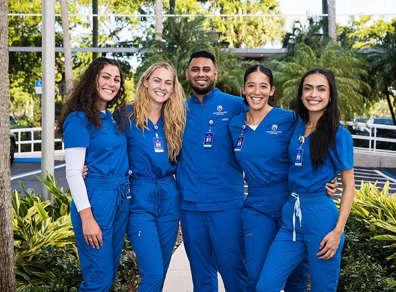 A group of students at a nursing school near me