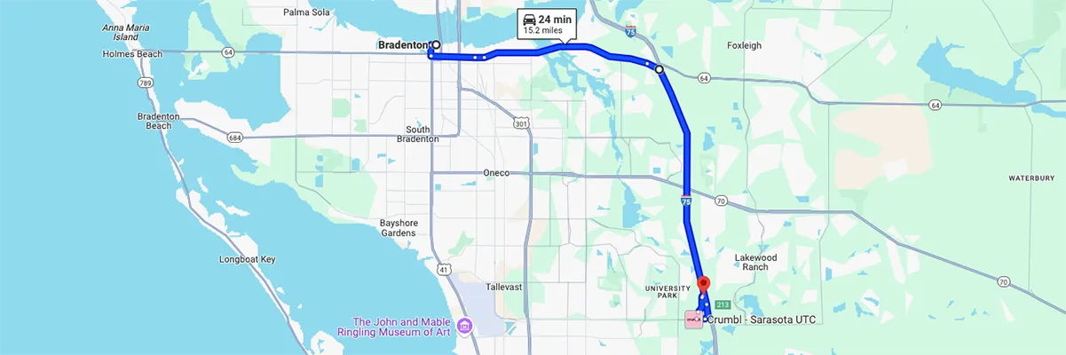 Nursing degree campus directions from Bradenton Florida to Arizona College of Nursing - Sarasota