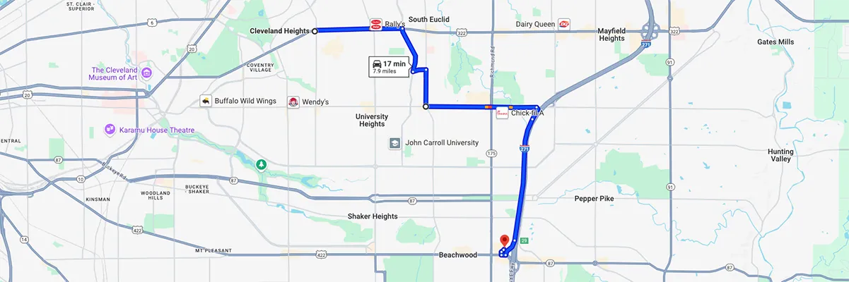 Nursing degree campus directions from Cleveland Heights Ohio to Arizona College of Nursing - Cleveland