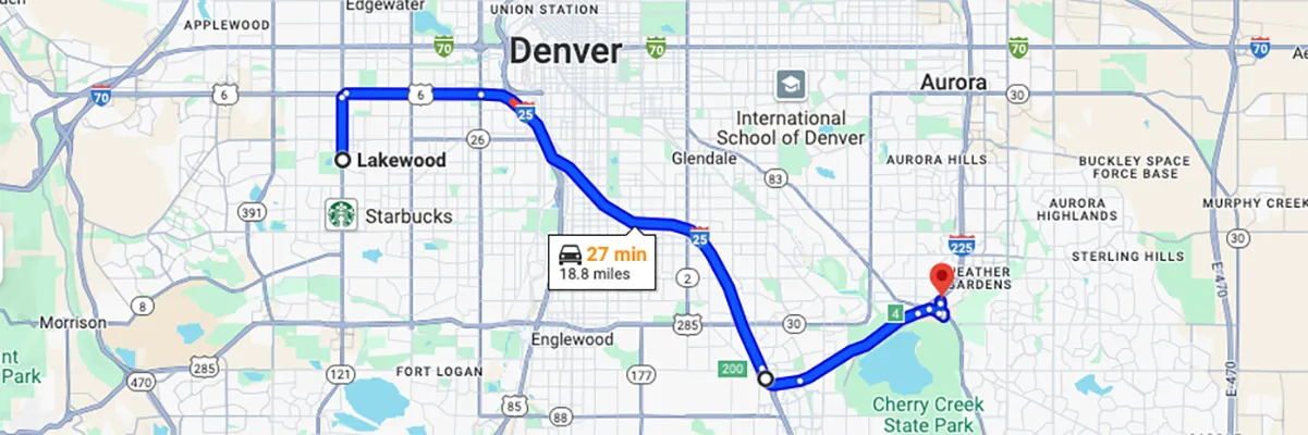 Nursing degree campus directions from Lakewood CO to Arizona College of Nursing - Aurora