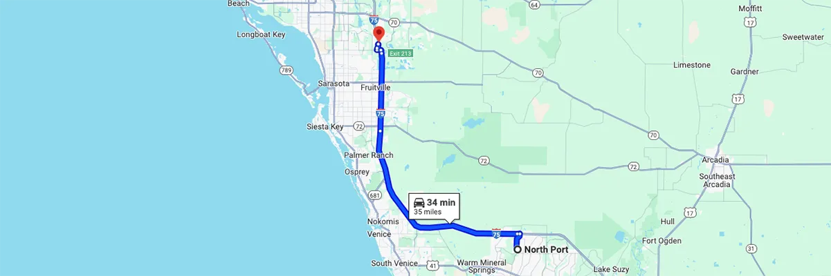 Nursing degree campus directions from North Port Florida to Arizona College of Nursing - Sarasota