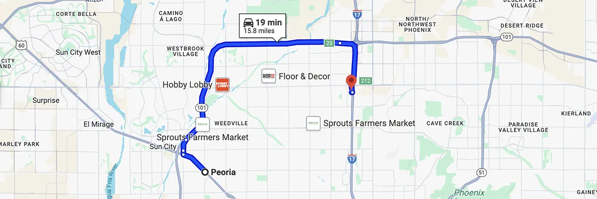 Nursing degree campus directions from Peoria Arizona to Arizona College of Nursing - Phoenix