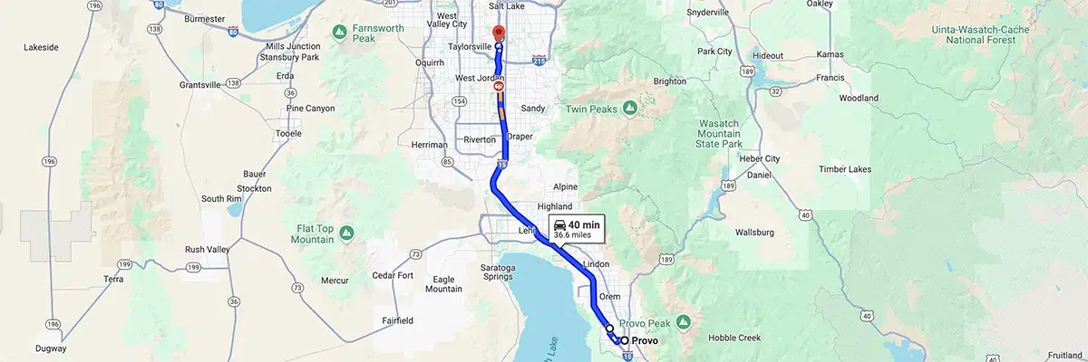 Nursing degree campus directions from Provo Utah to Arizona College of Nursing - Salt Lake City