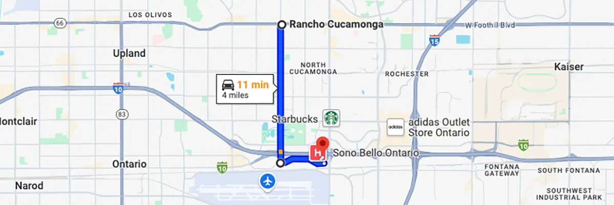 Nursing degree campus directions from Rancho Cucamonga CA to Arizona College of Nursing - Ontario