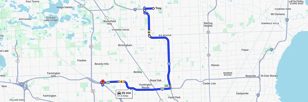 Nursing degree campus directions from Troy Michigan to Arizona College of Nursing - Southfield